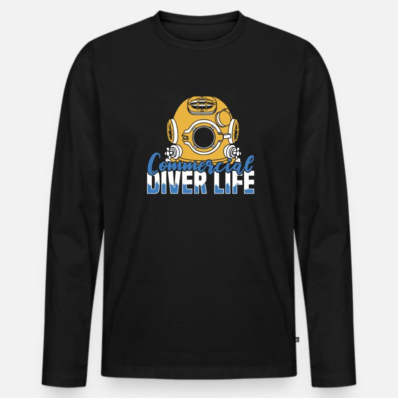 Tauchen Taucher Kommerzielles Tauchen - Männer Premium Bio Langarmshirt - Schwarz