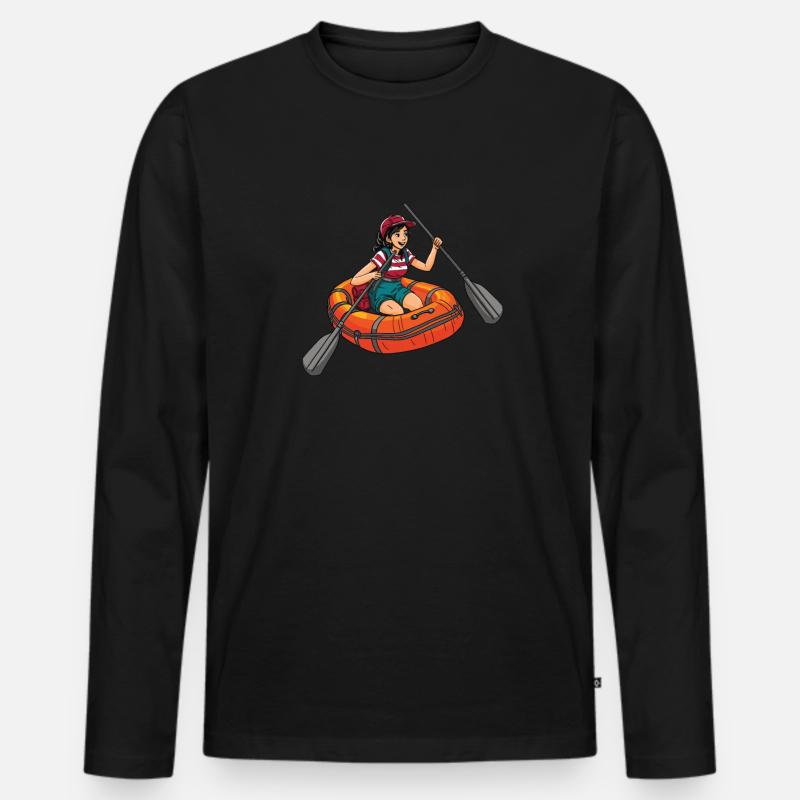 Rafting - Männer Premium Bio Langarmshirt - Schwarz