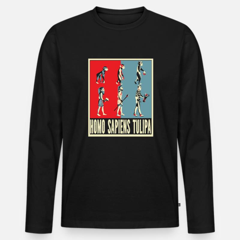 Tulpen Evolution Tulpen - Männer Premium Bio Langarmshirt - Schwarz