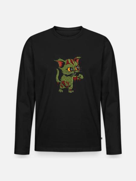 Zombie Halloween Cat - Men's Premium Organic Long Sleeve Shirt - black
