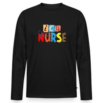 Stéthoscope infirmier - T-shirt manches longues Premium bio Homme - noir - Devant - Nico (187cm)