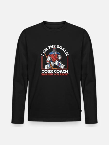 Ice Hockey Goalkeeper Coach - Men's Premium Organic Long Sleeve Shirt - black