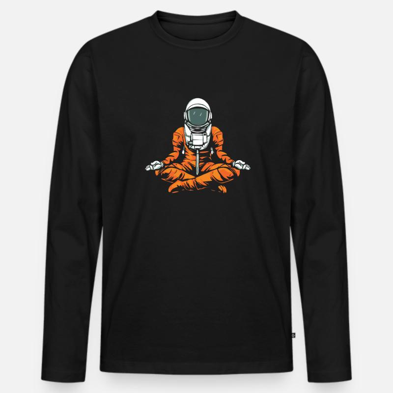 Yoga Astronaut - Männer Premium Bio Langarmshirt - Schwarz