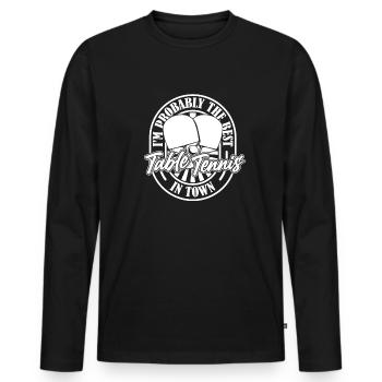Tennis de table ping pong meilleur - T-shirt manches longues Premium bio Homme - noir - Devant - Nico (187cm)