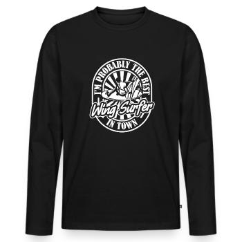 Wing Surf Wing Foil - Männer Premium Bio Langarmshirt - Schwarz - Vorne - Nico (187cm)