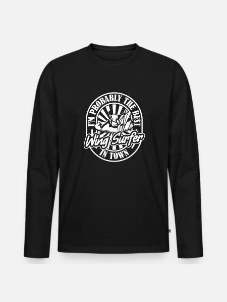 Wing Surf Wing Foil - Men's Premium Organic Long Sleeve Shirt - black