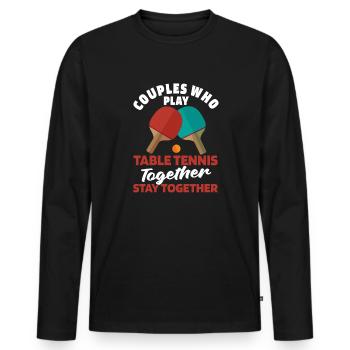 Table Tennis Ping-Pong Couple - Men's Premium Organic Long Sleeve Shirt - black - Front - Nico (187cm)