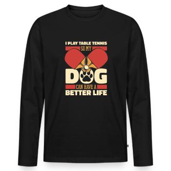Table Tennis Ping-Pong Dog - Men's Premium Organic Long Sleeve Shirt - black - Front - Nico (187cm)