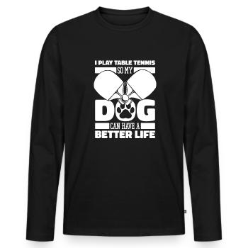 Table Tennis Ping-Pong Dog - Men's Premium Organic Long Sleeve Shirt - black - Front - Nico (187cm)