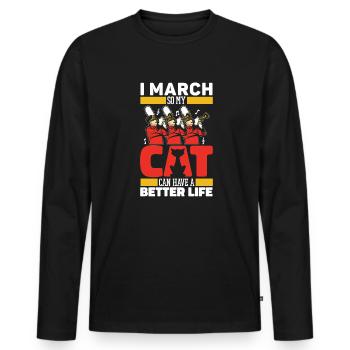 Fan Parade Parade Cat - Men's Premium Organic Long Sleeve Shirt - black - Front - Nico (187cm)