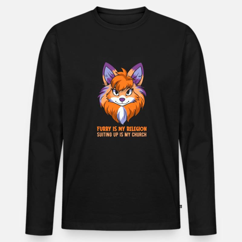 Furry Fandom Fursuits Niedlich - Männer Premium Bio Langarmshirt - Schwarz