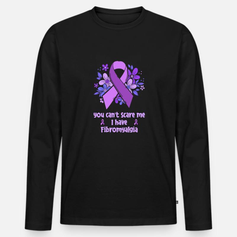 Fibromyalgie Rheuma Blume - Männer Premium Bio Langarmshirt - Schwarz