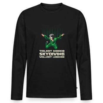 Légende du parachutisme intérieur - T-shirt manches longues Premium bio Homme - noir - Devant - Nico (187cm)