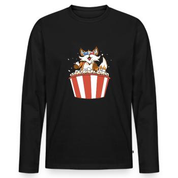 Popcorn Fox - T-shirt manches longues Premium bio Homme - noir - Devant - Nico (187cm)