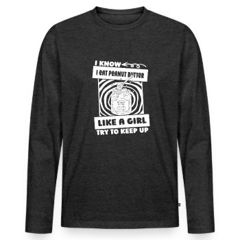 Peanut butter - Men's Premium Organic Long Sleeve Shirt - heather anthracite - Front - Nico (187cm)