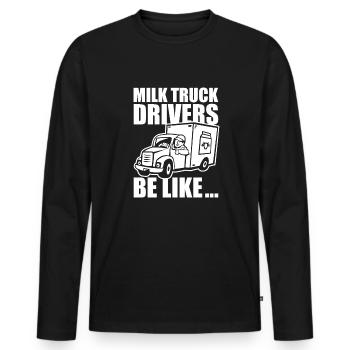 Cow Milk Milk Truck - Men's Premium Organic Long Sleeve Shirt - black - Front - Nico (187cm)
