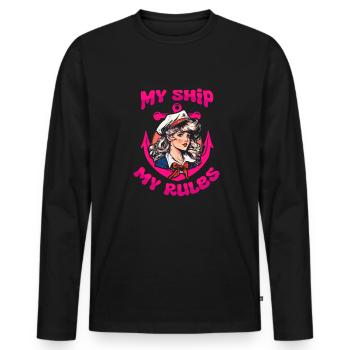 Sailing, sailboat, sailboat, ship, sailboat women - Men's Premium Organic Long Sleeve Shirt - black - Front - Nico (187cm)