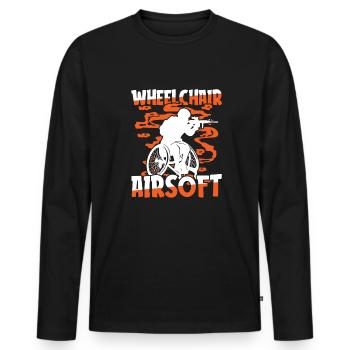 Airsoft Rollstuhl - Männer Premium Bio Langarmshirt - Schwarz - Vorne - Nico (187cm)