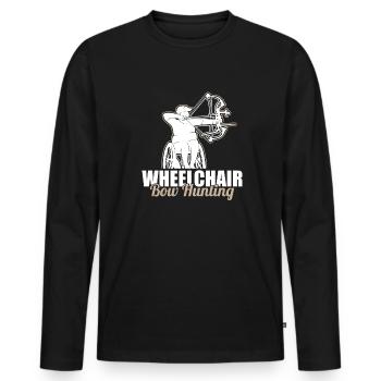 Chasse à l’arc Bowhunter Fauteuil roulant - T-shirt manches longues Premium bio Homme - noir - Devant - Nico (187cm)