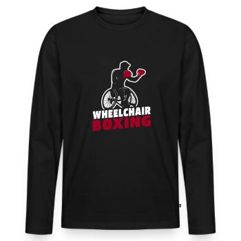 Boxen Boxer Rollstuhl - Männer Premium Bio Langarmshirt - Schwarz - Vorne - Nico (187cm)