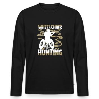 Hunting Hunter Hunting Wheelchair Hunting - Men's Premium Organic Long Sleeve Shirt - black - Front - Nico (187cm)