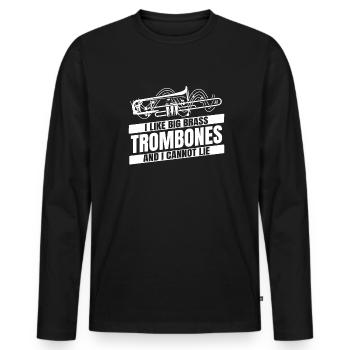 marching band, trombone, brass band, trombone - Men's Premium Organic Long Sleeve Shirt - black - Front - Nico (187cm)