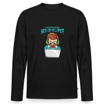 Web Developer Web Developer Certified - Men's Premium Organic Long Sleeve Shirt - black - Front - Nico (187cm)