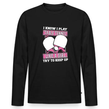 Tennis de Table Ping-Pong Fille - T-shirt manches longues Premium bio Homme - noir - Devant - Nico (187cm)