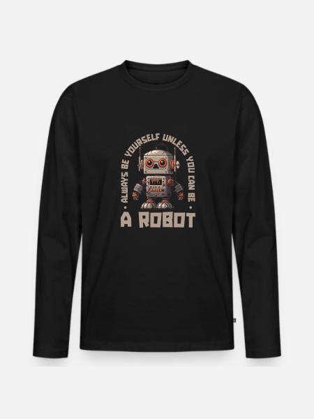 Robotik Ai Roboter Lustig - Männer Premium Bio Langarmshirt - Schwarz
