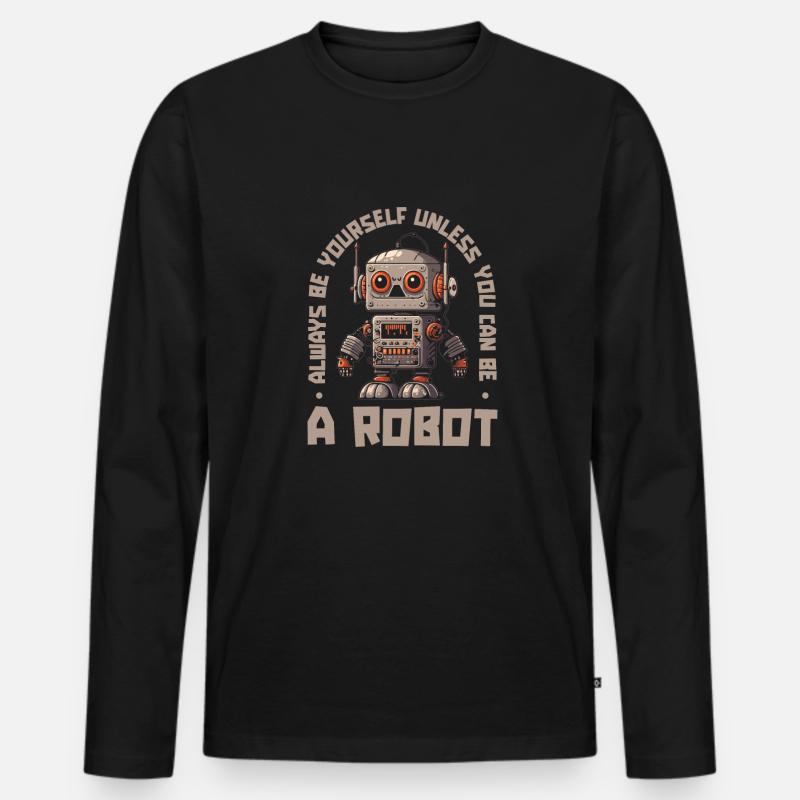 Robotik Ai Roboter Lustig - Männer Premium Bio Langarmshirt - Schwarz