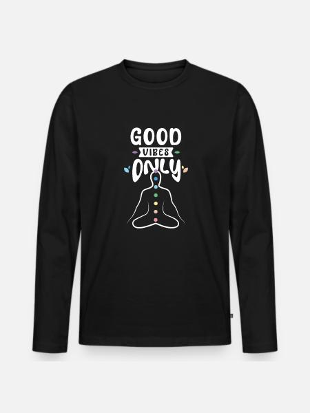 Yoga Cool - Men's Premium Organic Long Sleeve Shirt - black
