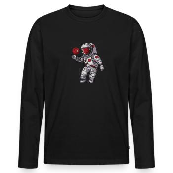 Table Tennis Ping-Pong Astronaut - Men's Premium Organic Long Sleeve Shirt - black - Front - Nico (187cm)