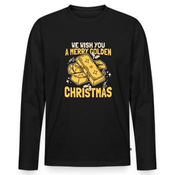 Mines d’or Mines d’or Noël - T-shirt manches longues Premium bio Homme - noir - Devant - Nico (187cm)