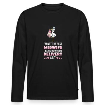Sage-femme drôle future sage-femme - T-shirt manches longues Premium bio Homme - noir - Devant - Nico (187cm)