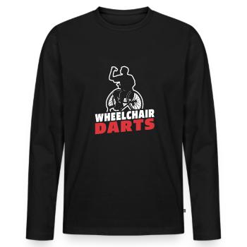 Dart Dartspieler Rollstuhl - Männer Premium Bio Langarmshirt - Schwarz - Vorne - Nico (187cm)