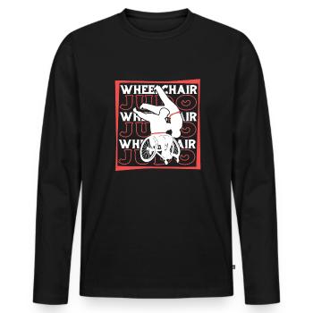 Judoka Rollstuhl - Männer Premium Bio Langarmshirt - Schwarz - Vorne - Nico (187cm)
