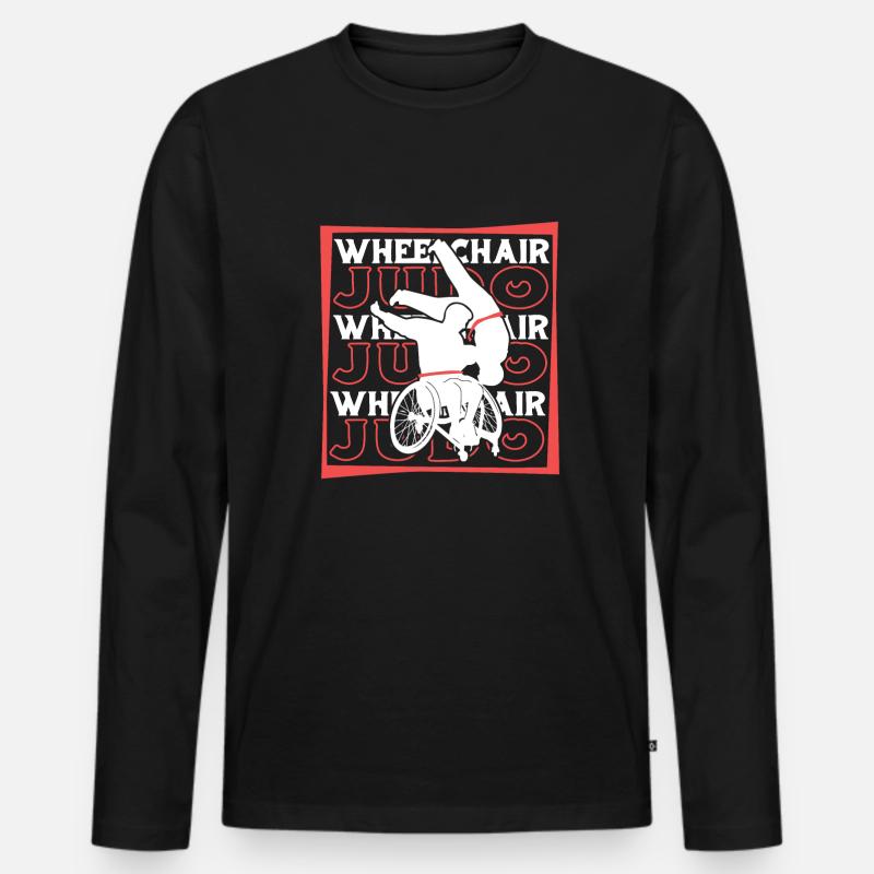 Judoka Rollstuhl - Männer Premium Bio Langarmshirt - Schwarz