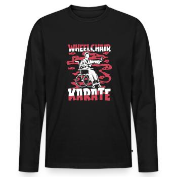 Karate Rollstuhl - Männer Premium Bio Langarmshirt - Schwarz - Vorne - Nico (187cm)