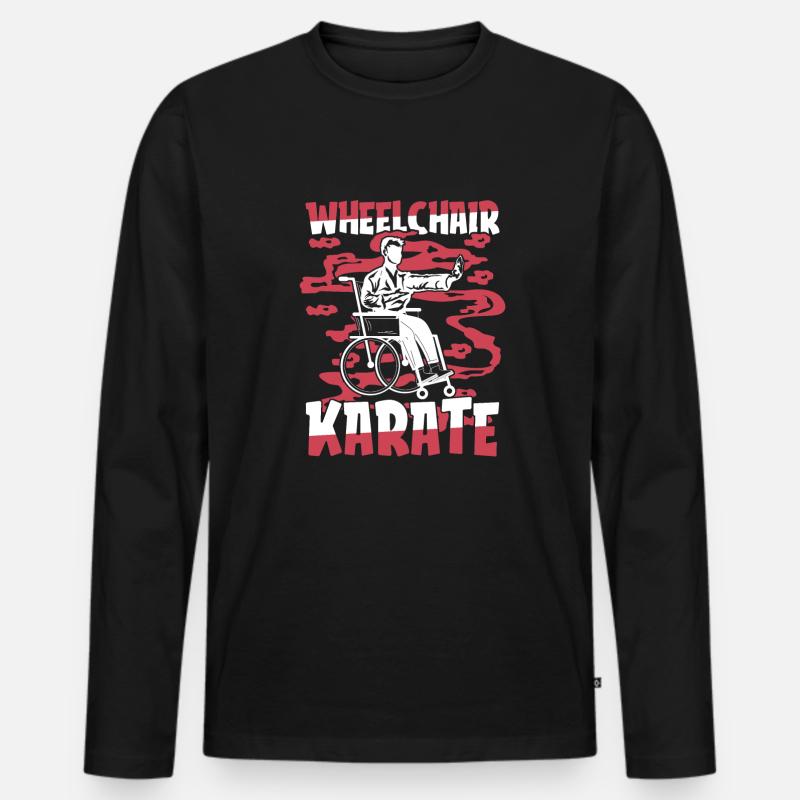 Karate Rollstuhl - Männer Premium Bio Langarmshirt - Schwarz