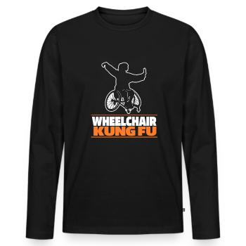 Kung Fu Wheelchair - Men's Premium Organic Long Sleeve Shirt - black - Front - Nico (187cm)