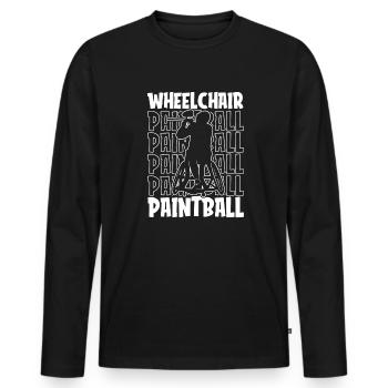Fauteuil roulant de paintball - T-shirt manches longues Premium bio Homme - noir - Devant - Nico (187cm)
