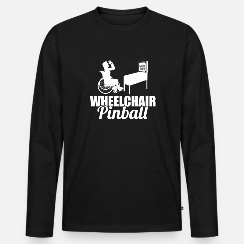 Pinball Rollstuhl - Männer Premium Bio Langarmshirt - Schwarz