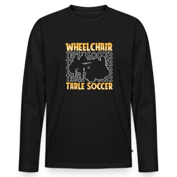 Tischfußball Kicker Rollstuhl - Männer Premium Bio Langarmshirt - Schwarz - Vorne - Nico (187cm)