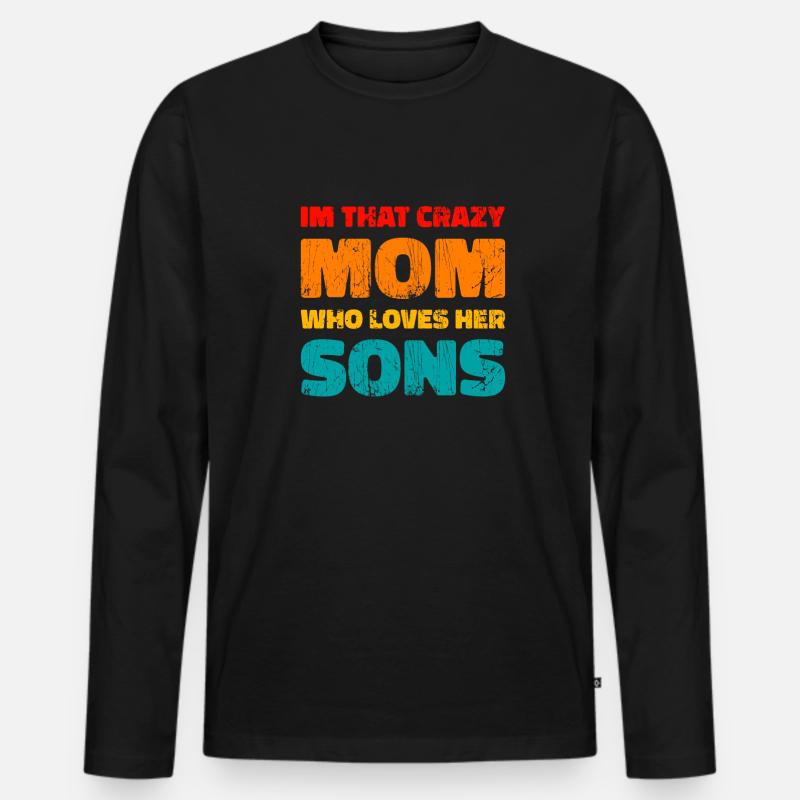 Mom Mutter Sohn - Männer Premium Bio Langarmshirt - Schwarz