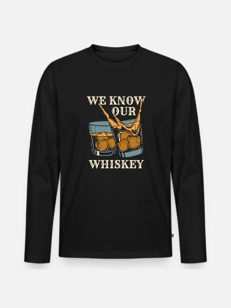 Whisky Whiskey Cool - Männer Premium Bio Langarmshirt - Schwarz