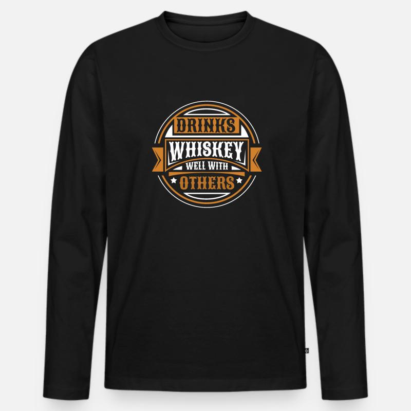 Whisky Whiskey Witzig - Männer Premium Bio Langarmshirt - Schwarz