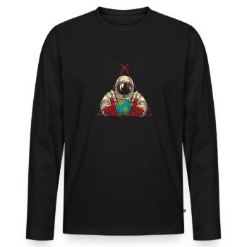Astronaute Astronaute Astronaute Cosmonaute Terre - T-shirt manches longues Premium bio Homme - noir - Devant - Nico (187cm)