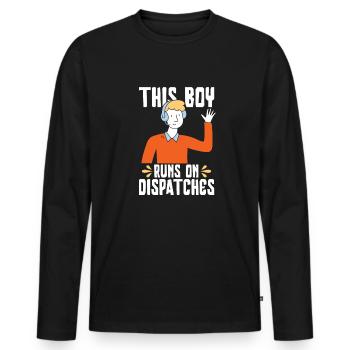 Garçon du centre de contrôle des appels d’urgence - T-shirt manches longues Premium bio Homme - noir - Devant - Nico (187cm)