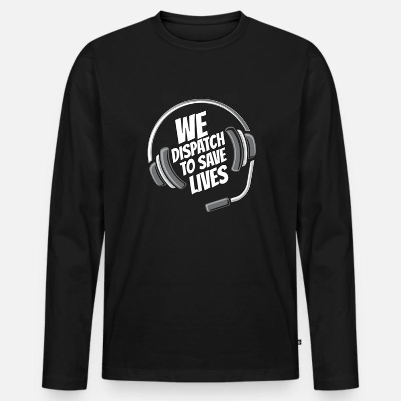 Notruf Leitstelle Einsatzzentrale Speichern - Männer Premium Bio Langarmshirt - Schwarz