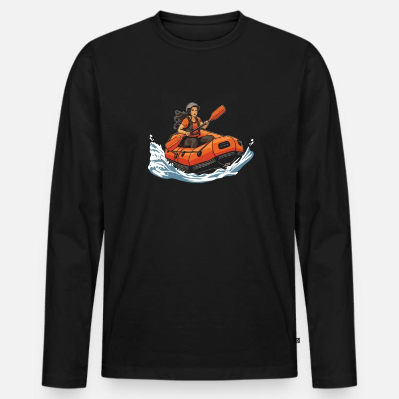 Rafting - Männer Premium Bio Langarmshirt - Schwarz